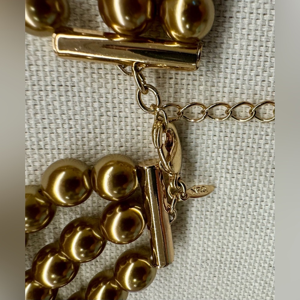 Avon (NRQ) Triple Strand Gold Bead Necklace ✨ Layered Statement – Adjustable - Picture 3 of 3